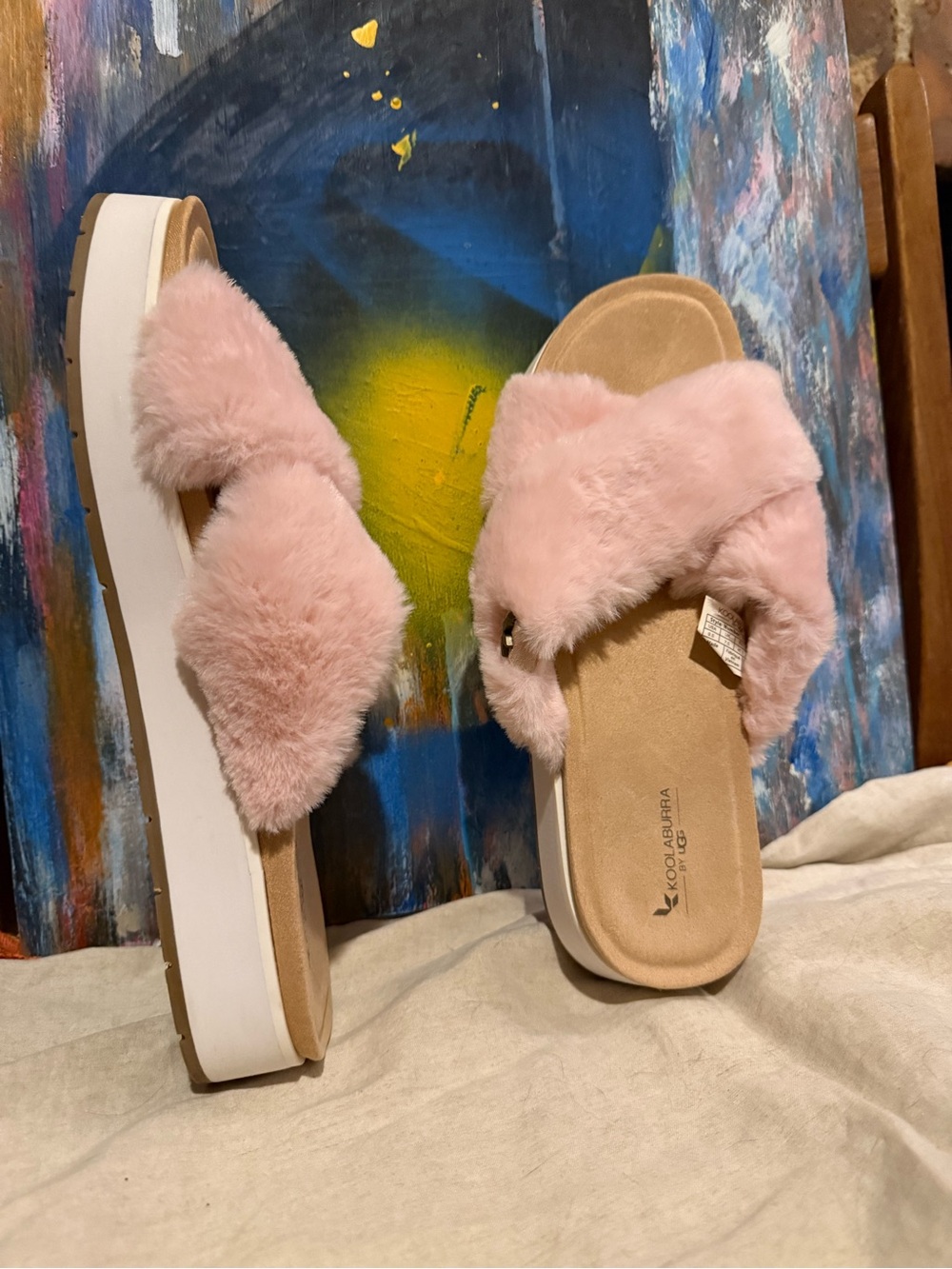Koolaburra Plush Pink Crossband Slide Sandals